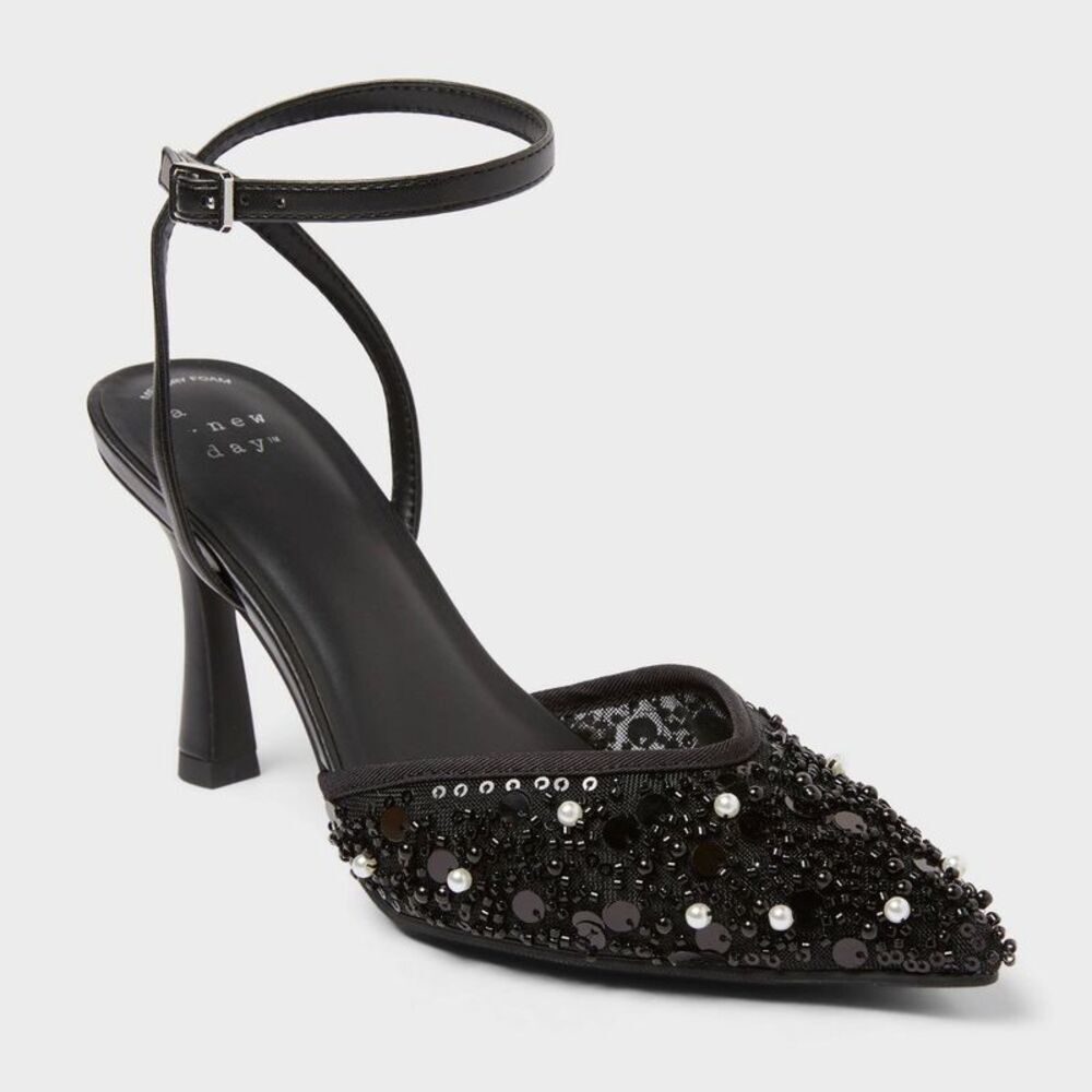 Women’s Ruth Heels with Memory Foam Insole - A New Day Black 8.5